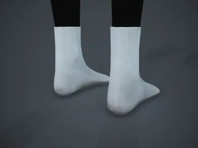 White Socks Style 4  Low-poly 3D model