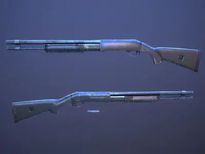 CM350 Shotgun Game Ready 5 Textures Low-poly 3D model Low-poly 3D model