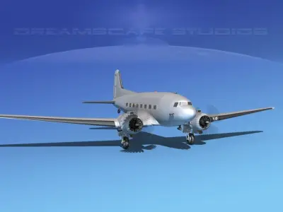 Douglas C-47 Dakota Bare Metal 3D model