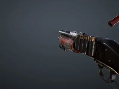 Apocalyptic Shotgun Low-poly 3D model