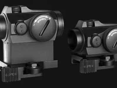 Aimpoint Micro T2 Reddot Optic with LaRue Mount - Game Asset Low-poly 3D model