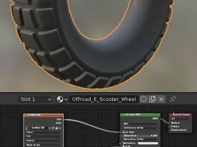  Low-Poly Offroad E-Scooter Wheel Low-poly 3D model