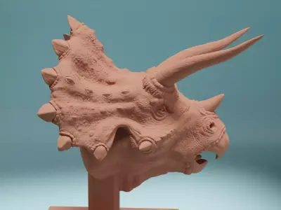 Triceratops Bust Highly Detailed 3D Model 3D print model