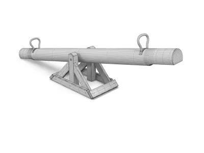 Teeterboard wooden cannon 3D model