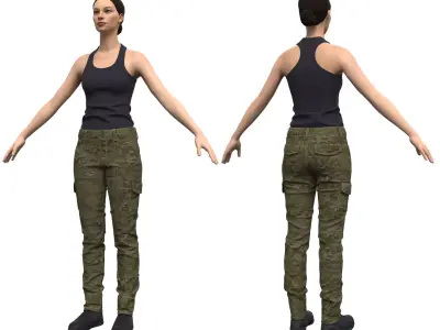 Female Military Style Cargo Pants - Marvelous Designer 3D model