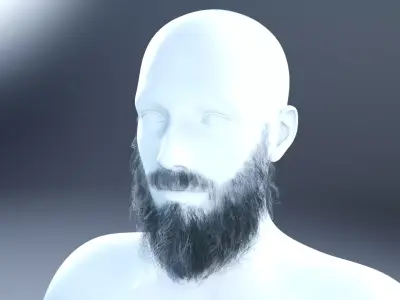 Knight beard low poly hair cards Low-poly 3D model