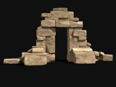 ARABIC DESERT RUINS GATE ORIENTAL EGYPTIAN SAND STONE Low-poly 3D model