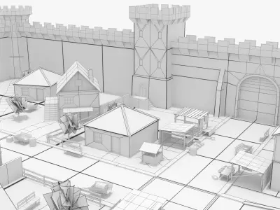 Medieval Town - Pack Low-poly 3D model