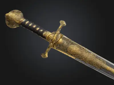 Chinese ancient dynasty sword 3D model Low-poly 3D model