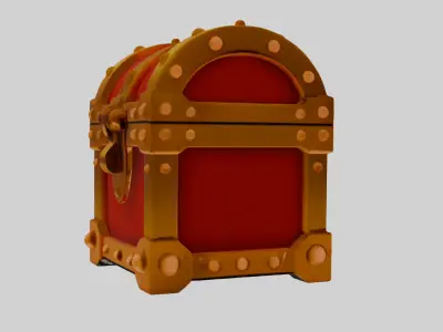 Treasure Chest Red  Low-poly 3D model