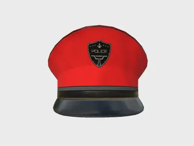 Police Cap 02 Red - Military Character Design Fashion Low-poly 3D model