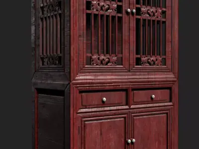 Old Asia Cabinet Free low-poly 3D model