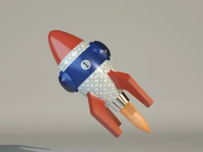 Startup rocket low poly  Low-poly 3D model