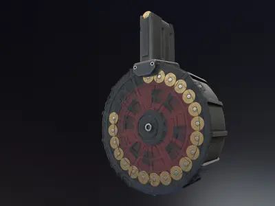 12 gauge drum magazine Low-poly 3D model