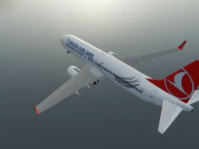 Turkish Airlines Boeing 737-800 low poly 3D Model  Low-poly 3D model