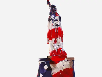Low Polygon Art USA color Liberty Statue Low-poly 3D model