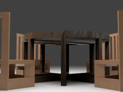 Simple Wood Furniture 3D model