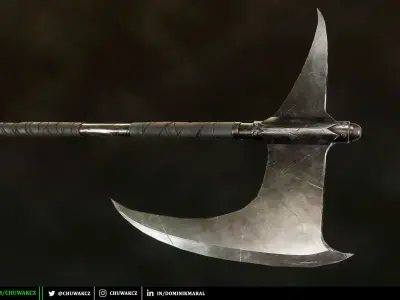 Dragonslayers Crescent Axe - PBR game ready 3d weapon Low-poly 3D model