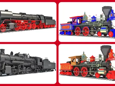 Steam Locomotives Models 3D model