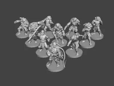 6MM SCALE PREDATORS SET MINIATURE MODELS FOR SCIFI FANTASY GAMES 3D print model
