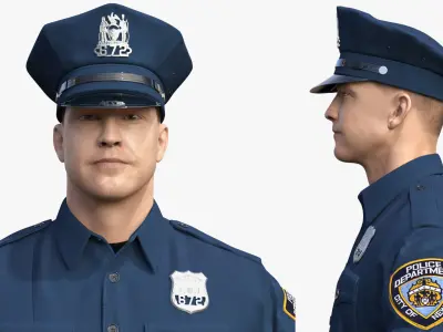 NYPD Police Officer T-Pose Fur 3D model