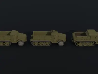Cartoon Dieselpunk armored cars 2 Polygonal Style Low-poly 3D model