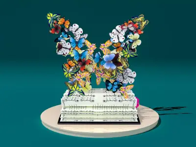  butterfly book plant design 3D model