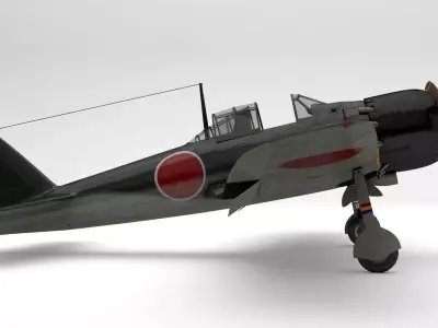 A6M5 Japanese Zero WWII Fighter -PBR UE4- Low-poly 3D model