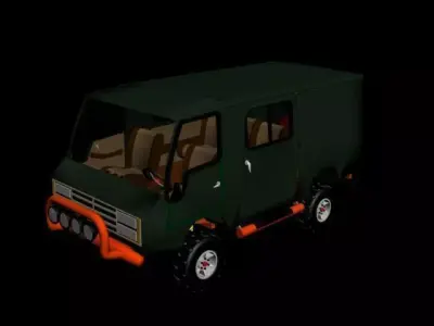 Off Road 4 wheel drive panel van Free low-poly 3D model