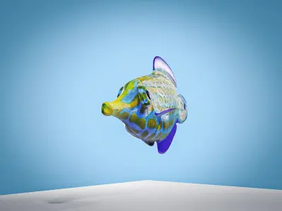 Colorful harlequin coral reef fish Low-poly 3D model