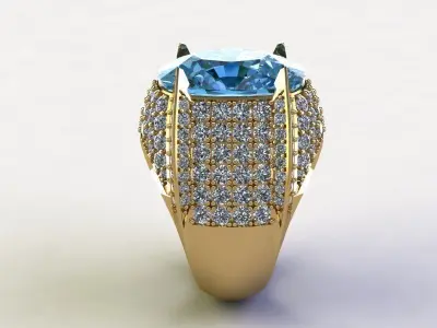 Ring6 gold ring with topaz and diamonds 3D model