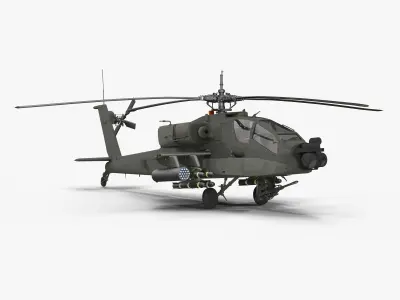 AH64A Apache Helicopter Green Low-poly 3D model