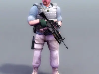 PMC Operator Mercenary Low-poly 3D model