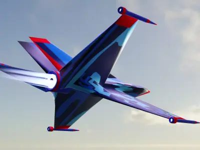 Futuristic Jet Fighter Game Ready 3D Model Low-poly 3D model