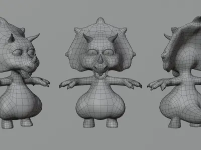 Triceratops DinoWoo Low-poly 3D model