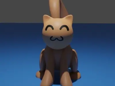 Cute Stylized Toon Cat Low-poly 3D model