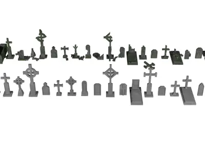 Old and new gravestone asset Low-poly 3D model