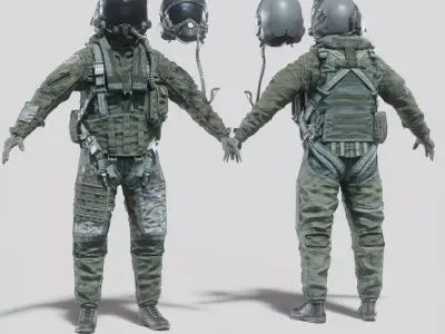 FLIGHT SUIT Fighter Pilot Rigged Low-poly 3D model