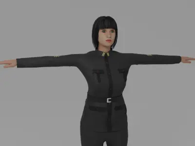 WW2 Soldier Woman Low-poly 3D model