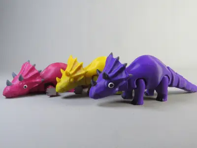 ARTICULATED PRINT-IN-PLACE CUTE TRICERATOPS DINOSAUR 3D print model
