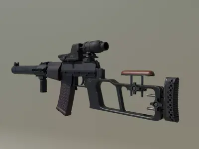 VSS Vintorez Suppresed Tactical Sniper Rifle Low-poly 3D model