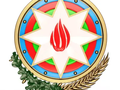 Coat of arms of Azerbaijan Colored Low-poly 3D model