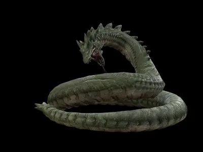The Wyrm - Limbless Wingless Dragon Low-poly 3D model
