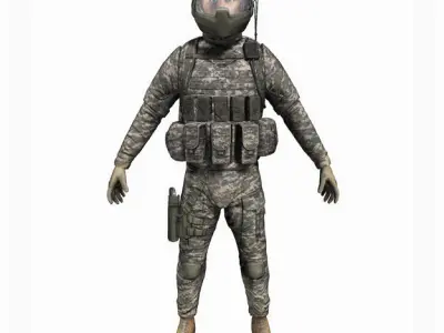 US Army Soldier Low-poly 3D model