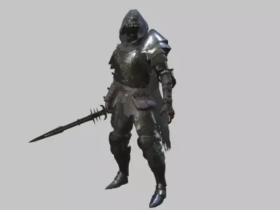 Hooded Knight Low-poly 3D model