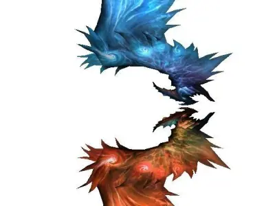 Blue-Red Dragon Wing Low-poly 3D model