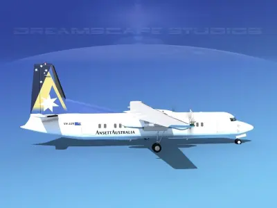 Fokker 50 Ansett Australia 3D model