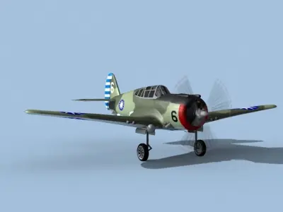 Curtiss H-75C Mohawk V12 China 3D model
