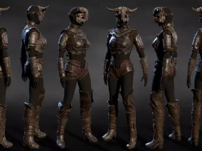 Female set 2 armor Low-poly 3D model
