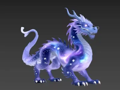 Celestial Cosmic Dragon - Mythical Galaxy Beast 3D model